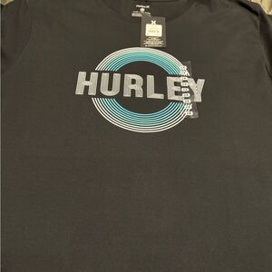 Hurley Black Short-Sleeve Tee with Blue and White Ring Graphic